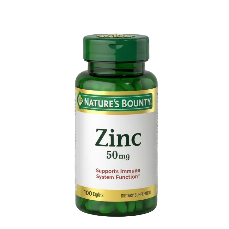Nature's Bounty Zinc 50mg 100 Caplets - 100% Original Imported Supplement | MyVitaminHub
