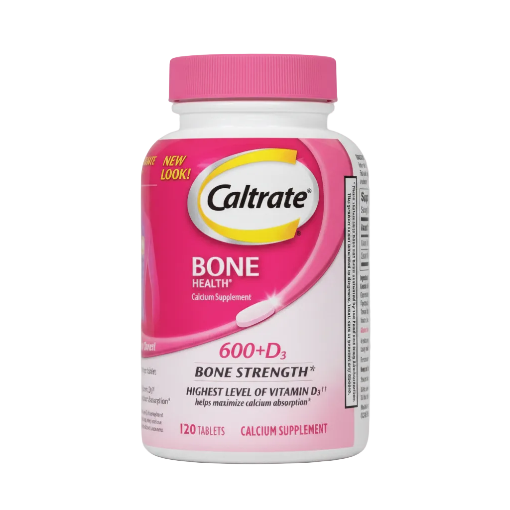 Front bottle of Caltrate 600+D3 Bone Strength 120 Tabs - Imported Bone Support Supplement | MyVitaminHub