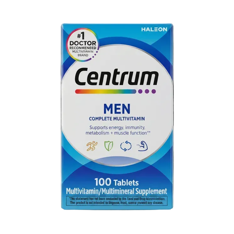 Front box of Centrum Men Complete Daily Multivitamin 100 Tablets - 100% Original Imported | MyVitaminHub