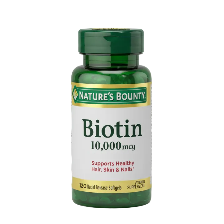 Nature's Bounty Biotin 10,000 mcg 120 Rapid Release Softgels - 100% Original Imported Supplement | MyVitaminHub
