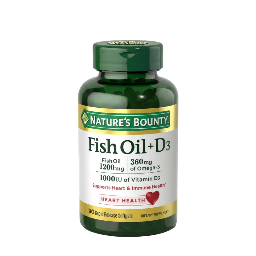 Nature's Bounty Fish Oil + Vitamin D3 90 Rapid Release Softgels - 100% Original Imported Supplement | MyVitaminHub
