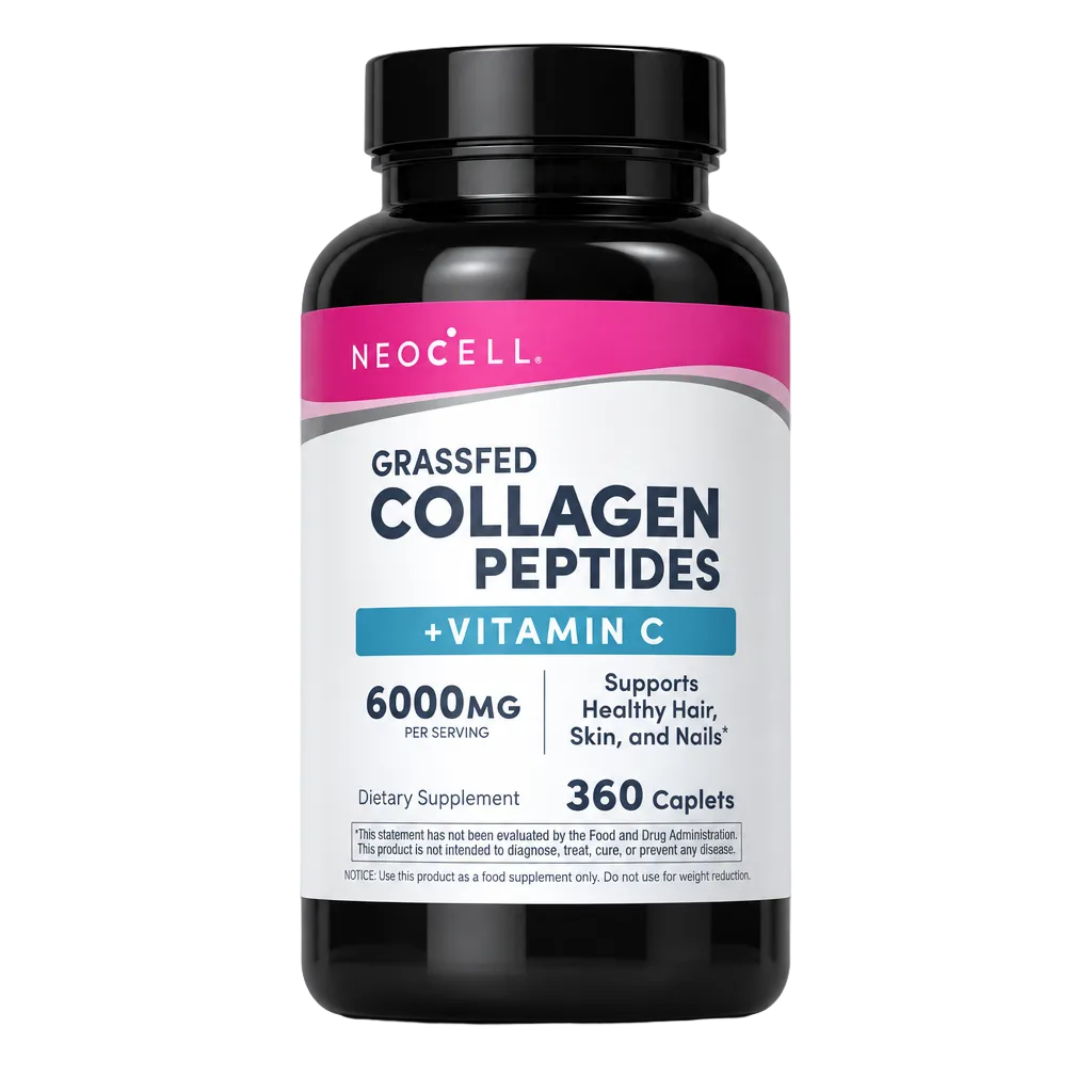 Front bottle of NeoCell Grassfed Collagen Peptides + Vitamin C 360 Caplets - Imported USA | MyVitaminHub
