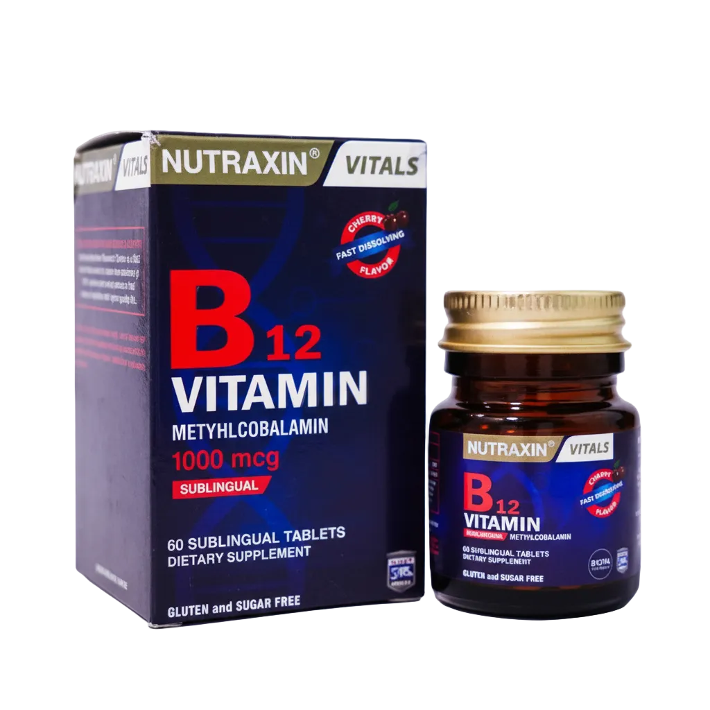 Nutraxin Vitals B12 1000mcg 60 Sublingual Tablets - 100% Original Imported Supplement | MyVitaminHub
