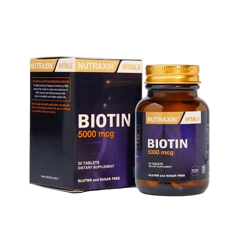 Nutraxin Vitals Biotin 5000mcg 30 Tablets - 100% Original Imported Supplement | MyVitaminHub
