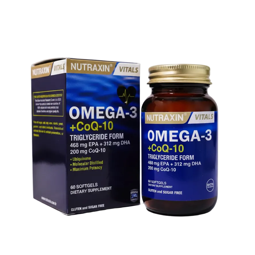 Nutraxin Vitals Omega-3 + CoQ-10 60 Softgels - 100% Original Imported Supplement | MyVitaminHub
