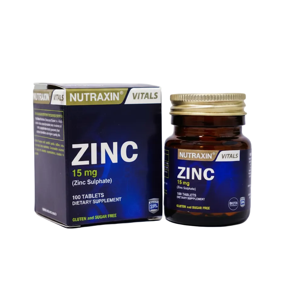 Nutraxin Vitals Zinc 15mg 100 Tablets - 100% Original Imported Supplement | MyVitaminHub