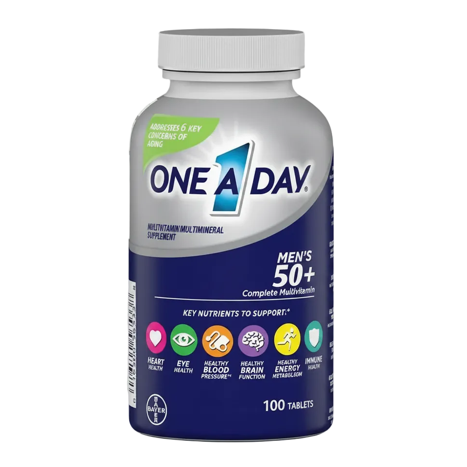 Front bottle of One A Day Men's 50+ Complete Multivitamin 100 Tabs - Imported USA | MyVitaminHub