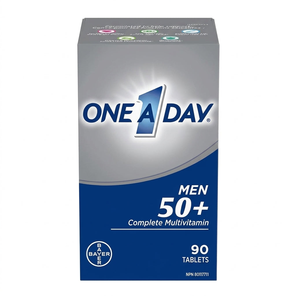 Front bottle of One A Day Men's 50+ Complete Multivitamin 90 Tabs - Imported USA | MyVitaminHub