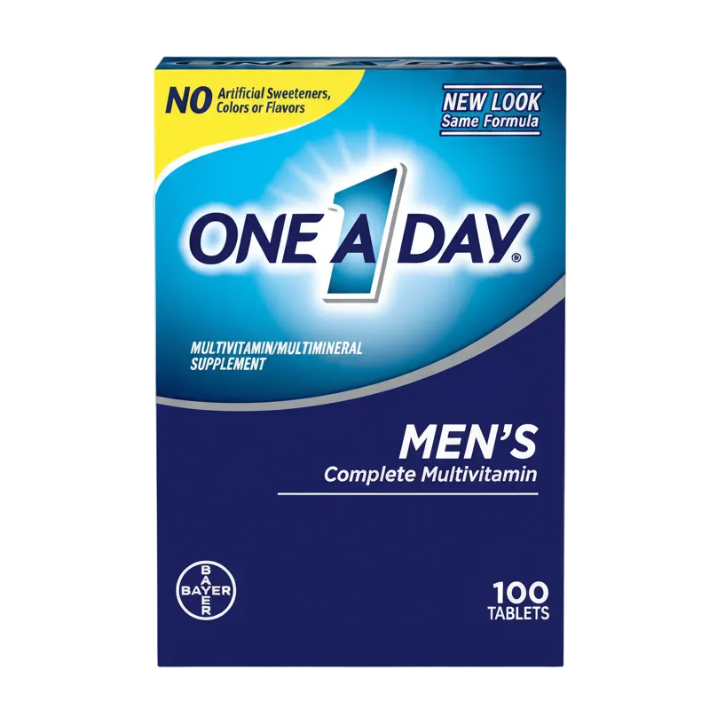 Front bottle of One A Day Men's Complete Multivitamin 100 Tabs - Imported USA Men's Daily Vitamins | MyVitaminHub