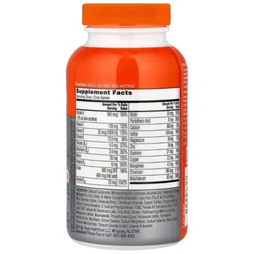 Back label showing Supplement Facts for One A Day Women's 50+ Complete Multivitamin 100 Tabs - MyVitaminHub