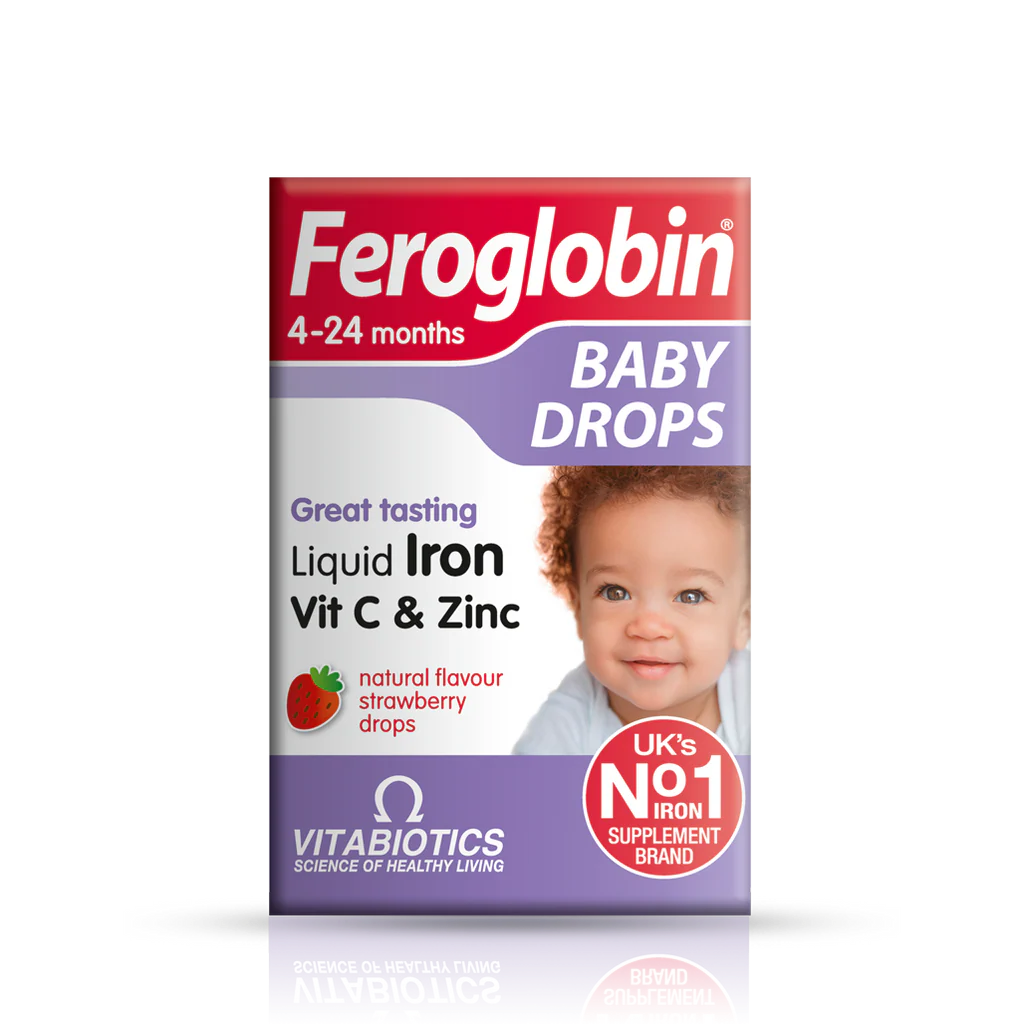 Front bottle of Vitabiotics Feroglobin Baby Drops 30ml - Imported UK Infant Iron Supplement | MyVitaminHub
