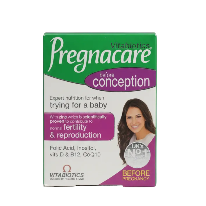 Front bottle of Vitabiotics Pregnacare Before Conception 30 Tablets - 100% Original Imported UK Pre-Conception Supplement | MyVitaminHub