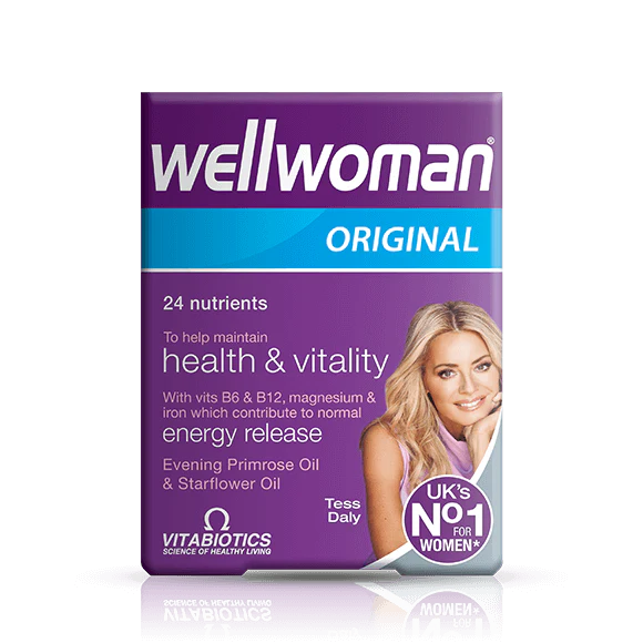 Front box of Vitabiotics Wellwoman Original 30 Cap - Imported UK Supplement | MyVitaminHub
