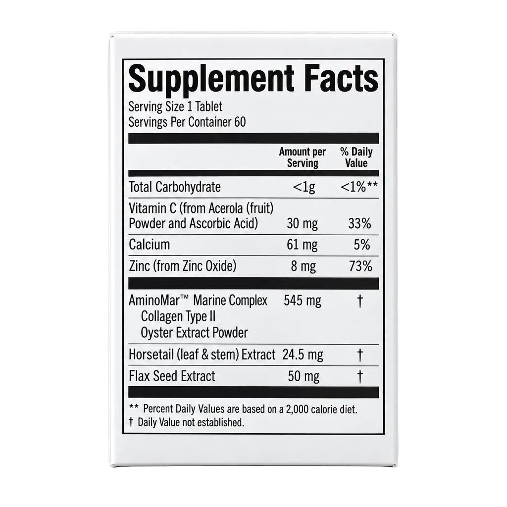 Supplement Facts and Ingredients Label for Viviscal Man Hair Growth Supplement - MyVitaminHub