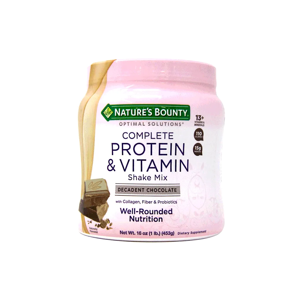 Nature's Bounty Complete Protein & Vitamin Shake Mix Decadent Chocolate 16 OZ (453g)