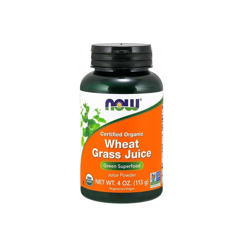 Now Foods (Certified Organic) Wheat Grass Juice Powder, 4 oz. (113g)