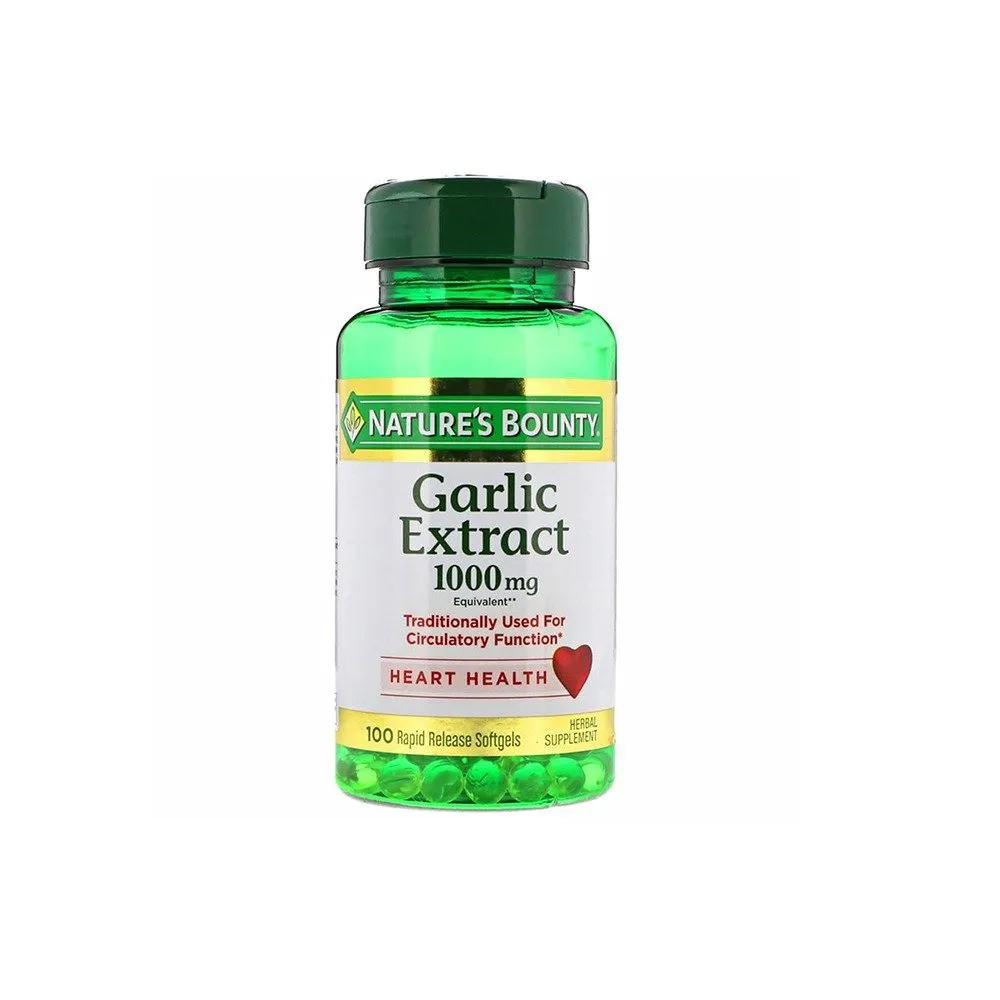 Nature's Bounty Garlic Extract 1,000 mg, 100 Rapid Release Softgels.