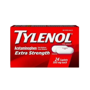 TYLENOL ACETAMINOPHEN PAIN RELIEVER FEVER REDUCER REGULAR EXTRA STRENGTH 500 MG 24 TABLETS